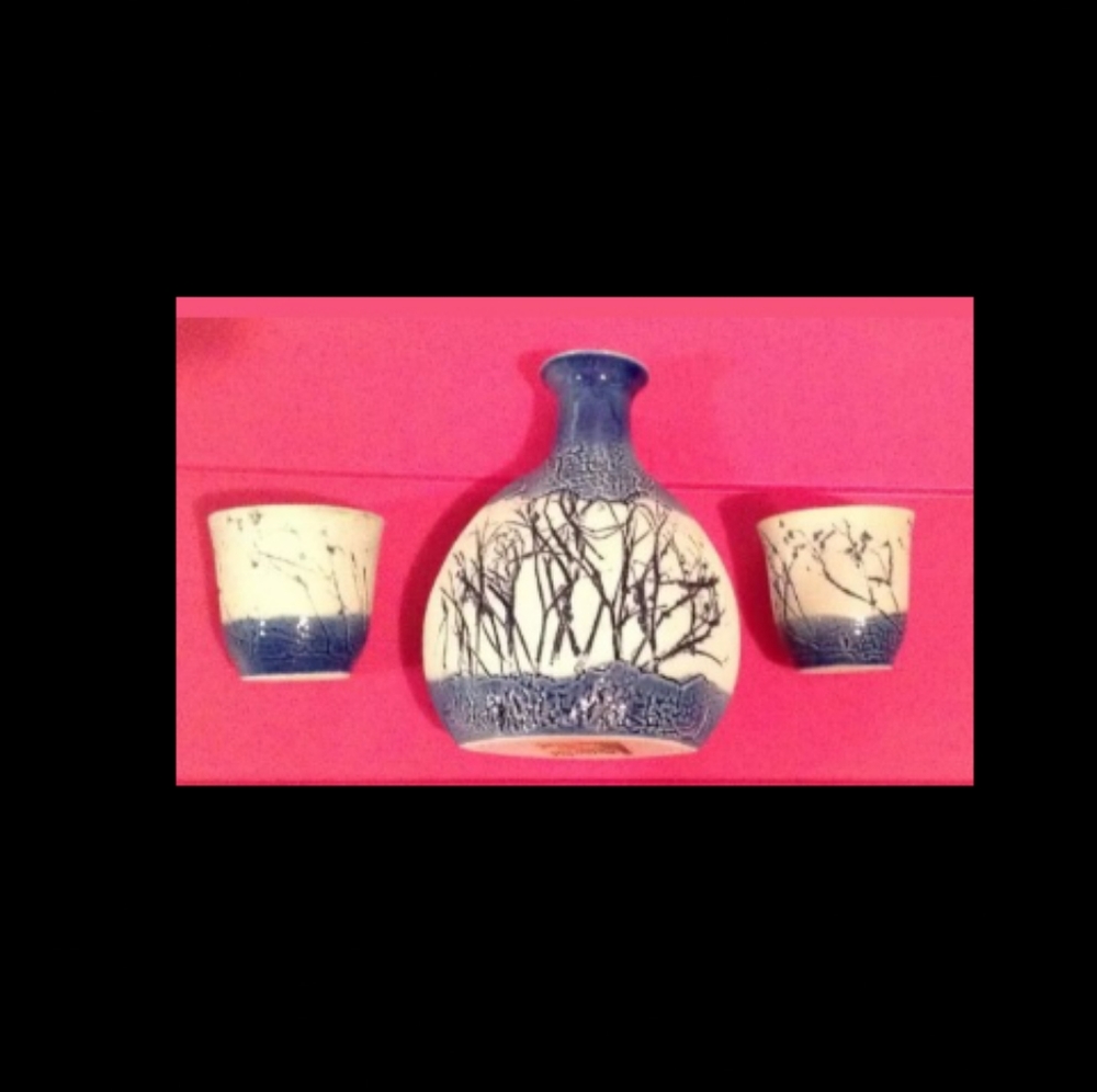Malaysian handicraft ceramic whiskey decanter set
